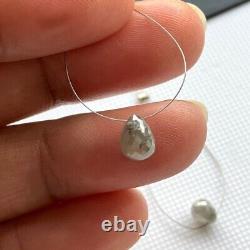 1.20 Ct Natural Briolette Bead, Fancy Bead, Grey Color Bead, Loose Diamond Beads