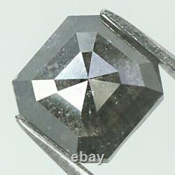 1.47 Ct Natural Loose Diamond Emerald Black Grey Color I3 Clarity 6.70 MM L8189
