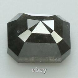 1.47 Ct Natural Loose Diamond Emerald Black Grey Color I3 Clarity 6.70 MM L8189