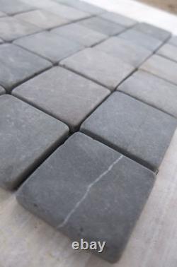 1 m2 Tumbled Grey 5 cm by 5 cm Mosaic tiles
