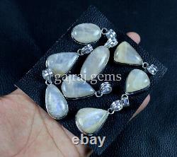 10 Pieces Natural African Moonstone Gemstone 925 Solid Silver Designer Pendants