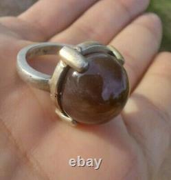 100% Natural Yemeni Black Gray Agate Aqeeq Silver Evil Protection SUFI Ring