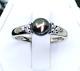 10k White Gold Gray Pearl & Clear Stone Ring Solid Gold