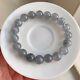 10mm Genuine Natural Grey Stibnite Gemstone Round Beads Bracelet Aaa