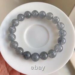 10mm Genuine Natural Grey Stibnite Gemstone Round Beads Bracelet AAA
