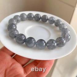 11.1mm Genuine Natural Grey Stibnite Gemstone Round Beads Bracelet AAA