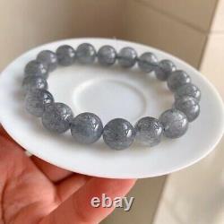 11.1mm Genuine Natural Grey Stibnite Gemstone Round Beads Bracelet AAA
