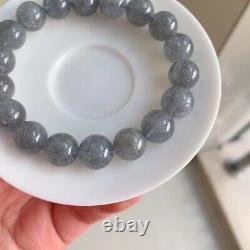 11.8mm Genuine Natural Grey Stibnite Gemstone Round Beads Bracelet AAA