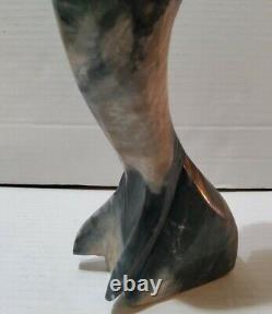 11'' Carved Marble Natural Stone Dolphin Whale Statue Gray White Ocean Fish