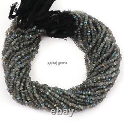 12 Long Natural Labradorite Gemstone 3-4mm Faceted Rondelle Beads 20 Strands