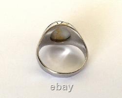 14K Solid White Gold Custom Made Natural Grey Star Sapphire Ring Size 10.75
