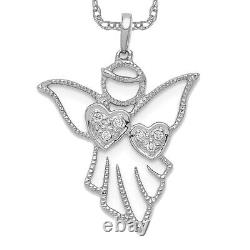 14K White Gold Diamond Angel Necklace Charm Pendant