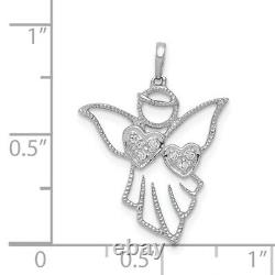 14K White Gold Diamond Angel Necklace Charm Pendant
