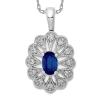 14k White Gold Diamond Oval Emerald Necklace Charm Pendant