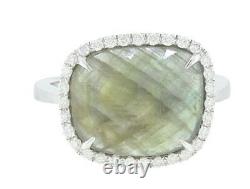 14K White Gold Women's Natural Diamond Ring With Sapphire Slice 4.49 Carat