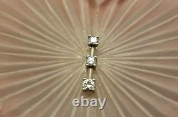 14K White Gold graduated 3 stone diamond pendant charm 0.20 tcw