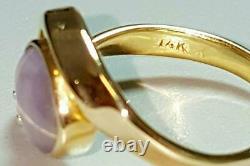 14K Yellow Gold Gray Star Sapphire and Diamond Ring