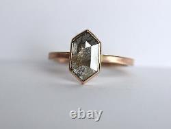 14ct solid Gold ring natural rose cut diamond ring hexagon ring wedding DER416