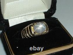14k Yellow Gold Natural Gray Blue Star Sapphire Ring