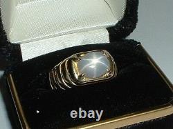 14k Yellow Gold Natural Gray Blue Star Sapphire Ring