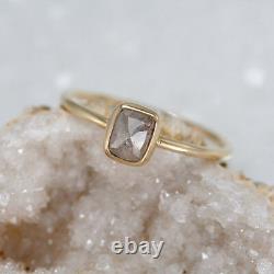 14k solid Gold ring natural rose cut diamond ring wedding ring cushion DER418