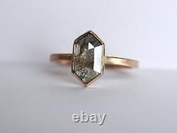 14k solid Gold ring natural rose cut diamond ring wedding ring hexagon DER416