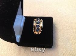 14k yellow gold sapphire and diamond ring