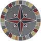 16 Tile Mosaic Medallion Natural Stone Mariners Compass Rose Gray & Multi Slate