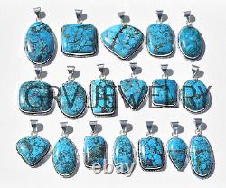 25pcs Natural Turquoise Gemstone Pendants Wholesale Lot 925 Silver Plated wh-40