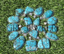 25pcs Natural Turquoise Gemstone Pendants Wholesale Lot 925 Silver Plated wh-40