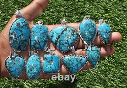 25pcs Natural Turquoise Gemstone Pendants Wholesale Lot 925 Silver Plated wh-40