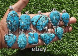 25pcs Natural Turquoise Gemstone Pendants Wholesale Lot 925 Silver Plated wh-40