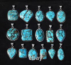 25pcs Natural Turquoise Gemstone Pendants Wholesale Lot 925 Silver Plated wh-40