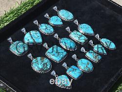 25pcs Natural Turquoise Gemstone Pendants Wholesale Lot 925 Silver Plated wh-40