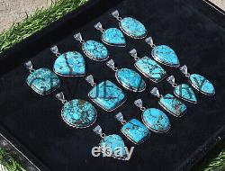 25pcs Natural Turquoise Gemstone Pendants Wholesale Lot 925 Silver Plated wh-40