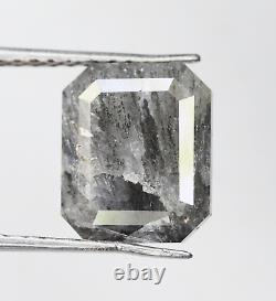 3.95 Ct Natural Loose Emerald Diamond Grey Color Emerald Shape Rustic Diamond