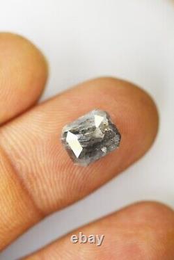 3.95 Ct Natural Loose Emerald Diamond Grey Color Emerald Shape Rustic Diamond