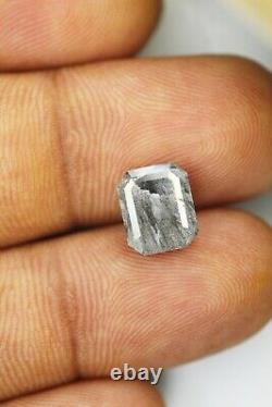 3.95 Ct Natural Loose Emerald Diamond Grey Color Emerald Shape Rustic Diamond