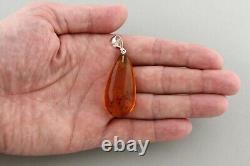 3 Fossil Insect GNATS Genuine BALTIC AMBER Silver Pendant 8.8g 230927-10