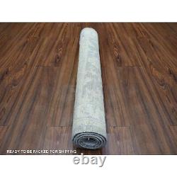 3'x4'10 Gray Pure Wool Natural Dyes Hand Knotted Stone Wash Peshawar Rug R72083