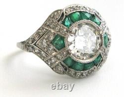 $30,150 Antique Art Deco 1.25ct central Old Mine Cut Diamond Platinum Ring