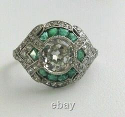 $30,150 Antique Art Deco 1.25ct central Old Mine Cut Diamond Platinum Ring