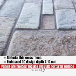 3D Natural Granite Effect Stone PVC Wall Cladding Panels Grey Real Brick Slate
