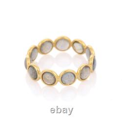 4.52 Ct Natural Labradorite Full Eternity Band in 18K Solid Yellow Gold Real Gem