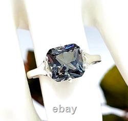 4 Ct Certified Cushion Gray Natural Diamond White Gold Finish Engagement Ring