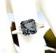 4 Ct Certified Cushion Gray Natural Diamond White Gold Finish Engagement Ring