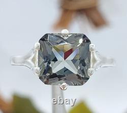 4 Ct Certified Cushion Gray Natural Diamond White Gold Finish Engagement Ring