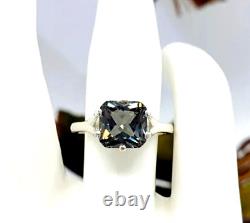 4 Ct Certified Cushion Gray Natural Diamond White Gold Finish Engagement Ring