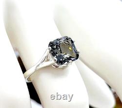 4 Ct Certified Cushion Gray Natural Diamond White Gold Finish Engagement Ring