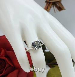 4 Ct Certified Cushion Gray Natural Diamond White Gold Finish Engagement Ring